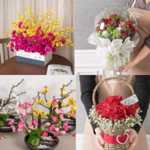 플라워트리 봄꽃 조화 맞춤제작 화분 화병 바구니 수반 튤립 데이지 러넌 라벤다, 엔틱데이지울타리set 15cm퍼플