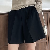 쉐얼유 여성 모히핀 핀턱 하프 팬츠