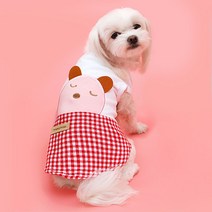 해피앤퍼피 애견드레스 캐릭터원피스 강아지옷 강아지원피스, 핑크데니스 L