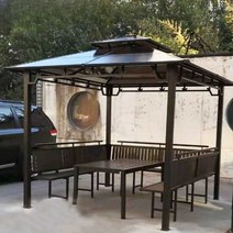 조립식 그늘막 원두막 하드탑 가제보 병원 펜션 옥상, 2.5x2.5m 의자 2개+테이블