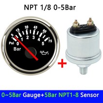 오일 압력계 압력게이지 HD 0 ~ 10 바 1/8NPT 센서 디젤 발전기 부품 10mm, 한개옵션1, 02 NPT1-8 0-5Bar