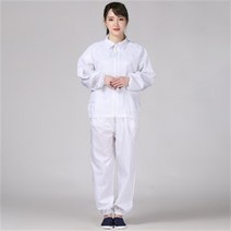 Ogfaour 여름작업복상의 제전분체복 화이트지퍼 쇼트 워크 가을 방진복 무진복 제전복 정전기 방지, 화이트 세트_XL, 1개