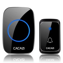 차임벨 무선초인종 도어 차인 챠임 벨 CACAZI A06 DC 배터리 작동 무선 방수 초인종 300M 원격 36 차임 가, 01 black1x1