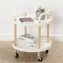 (이월재고/등급할인행사) 에보니아 아론 라운드 이동식 트롤리 2단 (다용도수납장/선반), 화이트
