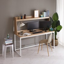 블루밍홈 션 선반 컴퓨터 책상 1600X600, 오크