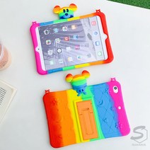 아이패드 미니1 2 3 4 5세대 7.9인치 레인보우 마우스 캐릭터 스탠드 스트랩 실리콘 케이스, stc064 레인보우
