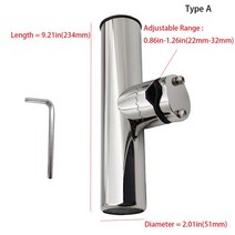 호환 낚시배 바다낚시배요트 부품 스테인레스 스틸 낚싯대 스탠드 브래킷 해양 액세서리 도구 레일 보트 낚싯대 홀더에 적합, 1 유형 a 및 렌치