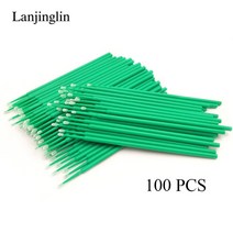 소형전동드릴머신 마이크로 브러쉬 면봉 속눈썹 연장 일회용 눈 접착제 청소 애플리케이터 스틱 메이크업, 한개옵션2, 04 100pcs-Green