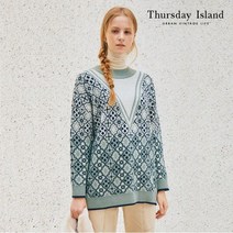 써스데이아일랜드 여성 전판 자카드 라운드넥 풀오버 T208MSW235W