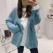 패션 오버사이즈 스웨터 여성용 느슨한 니트 가디건 긴 소매 상의 풀 Femme Hiver 가을 겨울