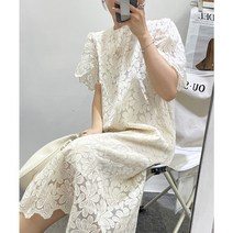펀칭 레이스 원피스 여성 좀 여름 하객 여신 드레스