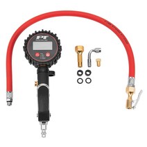 Performance Tool M525 디지털 타이어 압력 게이지 스트레이트 잠금 에어 척 LCD 백라이트 스크린 호스가 있는 팽창기