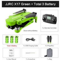 JJRC X17 드론 GPS 5G WiFi 6K ESC HD 카메라 2 축 짐벌 광학 흐름 위치 브러시리스 모터 접이식 RC 프로 쿼드 콥터, Green 3B Bag_2