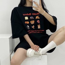 글래드블리스 여성 해피베이커리 오버핏반팔 + 반바지 셋트