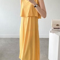 [바보사랑] 여자 여름 린넨 마원단 레이어드 느낌 나시 롱원피스