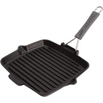 스타우브 프랑스 핸들 사각 그릴팬 24cm 매트블랙, 1개