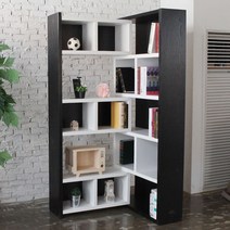 공간철학 책장수납함 파티션 수납장 만화 거실 서재 확장형 슬라이드 슬라이딩 책장 DIY, 블랙화이트(3자책장5x5)
