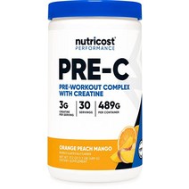 Nutricost 뉴트리코스트 크레아틴이 함유 운동 전 오렌지 피치 망고 30회, 30 Servings (Pack of 1), Green Apple