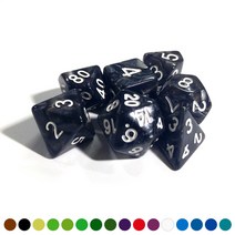 꽁스 마블링 다면체 주사위 7종 세트, 단색-검정