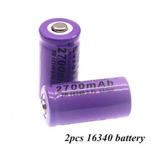호환제품 100% 새 원본 16340 배터리 CR123A 2700mAh 3.7V 리튬 이온 충전지 + 충전기, 01 2pcs Battery