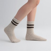 오가닉 울양말 100% 투톤스트라이프 베이지코코아 몽골 양털 등산 골프 겨울 스포츠 패션 장목 스마트
