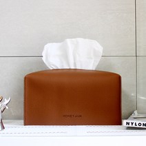 [심쿵샵] 모노 가죽 각 티슈커버 휴지케이스, 다크브라운