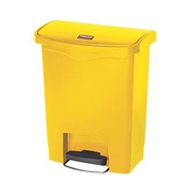 Rubbermaid Commercial Products1883455 Streamline 슬림 스텝온 플라스틱 쓰레기통 15.2L4갤런 베이지 USA 미국, 13 Gallon, Yellow