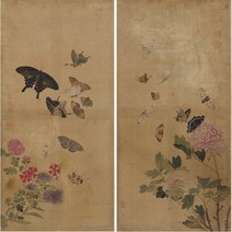 [21년9월신상] 남계우의 국화모란화접도 2폭 / 화접도 꽃 나비 민화 도안 민화 배우기 원데이 클래스 취미 수업 자료 DIY 그림그리기, 남계우의 국화모란화접도 (1)