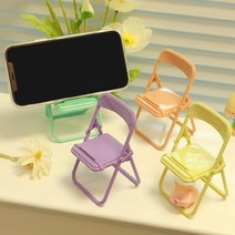 다파요 1+1 레트로 파스텔 톤 접이식 탁상용 미니 의자 스마트폰 거치대 인테리어 소품 거치대 핸드폰거치대 스탠드, 민트+피치