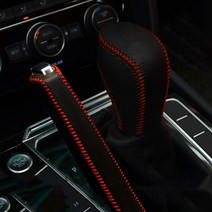 가죽 핸드 브레이크 기어 시프트 노브 커버 폭스바겐 파사트 B7 B8 알테온 골프 MK7 2011-, type 1 with logo, 2011-2019 Arteon CC