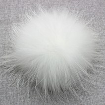 saw 푹신한 여우 퍼 폼폼 및 버튼 13-15cm DIY 너구리 공 자연 스카프 모자 액세서리, [01] WHITE