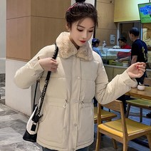 요나걸 여성 패딩 점퍼 아우터 모피칼라 하프패딩 두꺼운패딩 루즈핏패딩 캐주얼패딩 따뜻한패딩 겨울패딩 여자패딩 + 양말증정