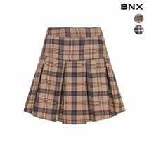 비엔엑스 BNX 여성 옆 지퍼 체크 주름 미니 스커트