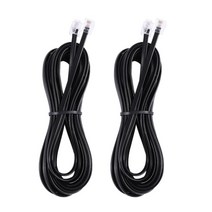 2X RJ11 6P4C Telephone Cable Cord ADSL Modem 5 Meters, [01] black, 01 black