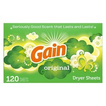 게인 패브릭 소프트너 건조기시트 120장 Gain Fabric Softener Dryer Sheets Original, 1팩