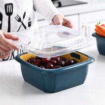 뚜껑있는 다용도 채반 믹싱볼 3PCS 세트, 블루