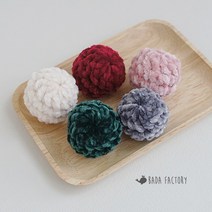 바다팩토리 벨벳 손뜨개 방울 니트 폼폼이 뜨개볼, 그린