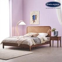잉글랜더 메리미 헤링본 고무나무 원목 침대(Sweet Slumber 포켓 필로우탑 매트-Q), 월넛+매트(GR), 침대+매트