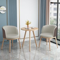 신혼 2인 티테이블 세트 거실 식탁 철제 카페 의자 베란다 골드 사이드 테이블 인테리어, 의자2+테이블1(브라운/가죽소재)