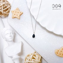 364days 925실버 블랙 큐빅 목걸이 검정색 물방울목걸이 데일리목걸이 심플 은목걸이 체인길이 선택가능