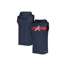 남성 뉴에라 Navy 애틀란타 브레이브스 Sleeveless 풀오버 후드티
