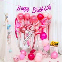 [피앤비유니티]프리데코 숫자 가랜드 생일세트-핑크, 핑크숫자7살