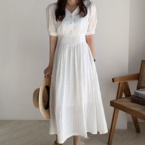 L.ONLINE SHOPV넥 플레어원피스 아일렛드레스 맥시롱 심플룩 2컬러 원피스 하객룩 트위드원피스 쉬폰원피스 뷔스티에원피스