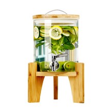 원목 카페 물통 디스펜서 우드 내열유리 레몬수 음료 주스 이국주, 1.5L