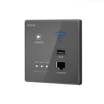 와이파이 라우터 300mbps 220v 전원 ap 릴레이 스마트 2.4ghz 무선 리피터 익스텐더 벽 라우터 내장 패널 usb 소켓 rj45, 협력사, 교류 110-250v, 다크 그레이 86 x 86mm