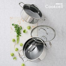[쿡셀] 블랙큐브 싱글 코팅 양수냄비 22cm, 상세 설명 참조, 1개