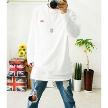남성 빅사이즈 라운드 레터링 긴팔티셔츠 오버핏 커플룩