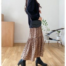 안클로젯 오버핏 맨투맨 레이어드 호피 레오파드패턴 캉캉스커트 원피스