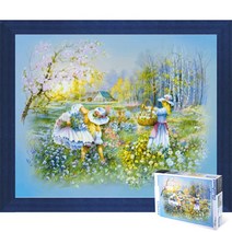 퍼즐피플 풍경 미니조각 300피스 직소퍼즐, 마을소녀들 300피스 액자포함(우드블루), 없음, 300p