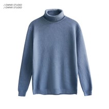 【DF】자체 가열 원피스 양털 터틀넥 니트 스웨터 남자 가을 겨울 한국어 스타일 유행 두꺼운 양털 라이닝 블랙베이스 스웨터